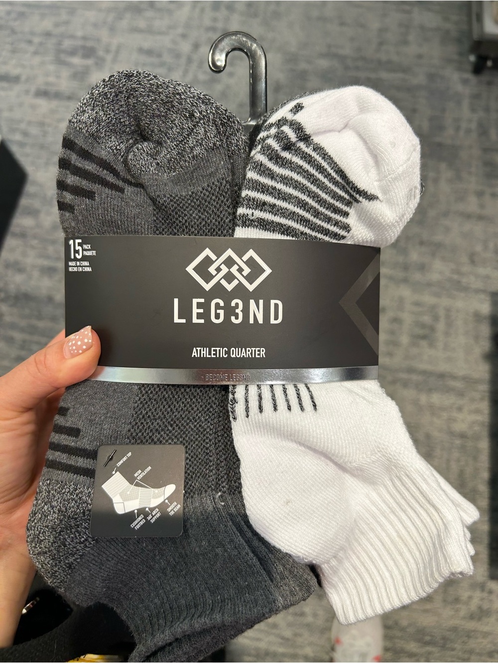 NWT Leg3nd men’s athletic quarter socks 15 pairs